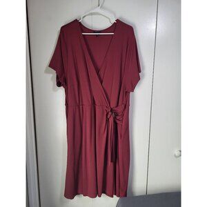 Torrid Dark Red Premium Ponte O-Ring Mini Wrap Dress Size 4X Short Sleeve Pocket